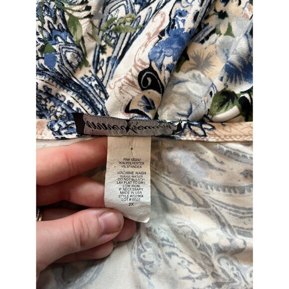 Vtg Inner Beauty Womens Floral Paisley Print Top Tie Sleeves Size 2X Boho Tunic - Picture 7 of 7